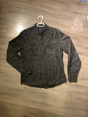 GAP Denim Shirt, NEW!, 100% Cotton, Black, Snap Button Pockets, Western Style, M